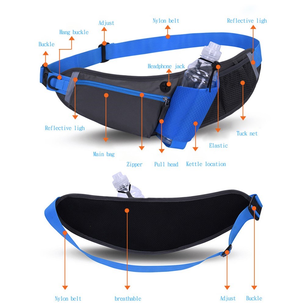 Waterproof Running Belt with Pocket for Water Bottle - Red