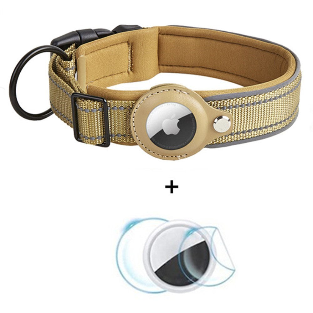 Dog Collar with Holder for AirTag 1. & 2. Gen. - Size L (43-50 cm) - Beige