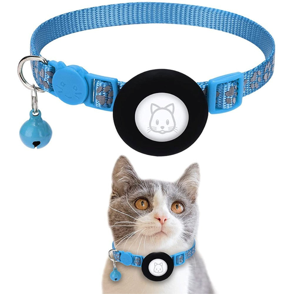 Cat Collar with AirTag 1. & 2. Gen. Silicone Case & Reflectors - Light Blue