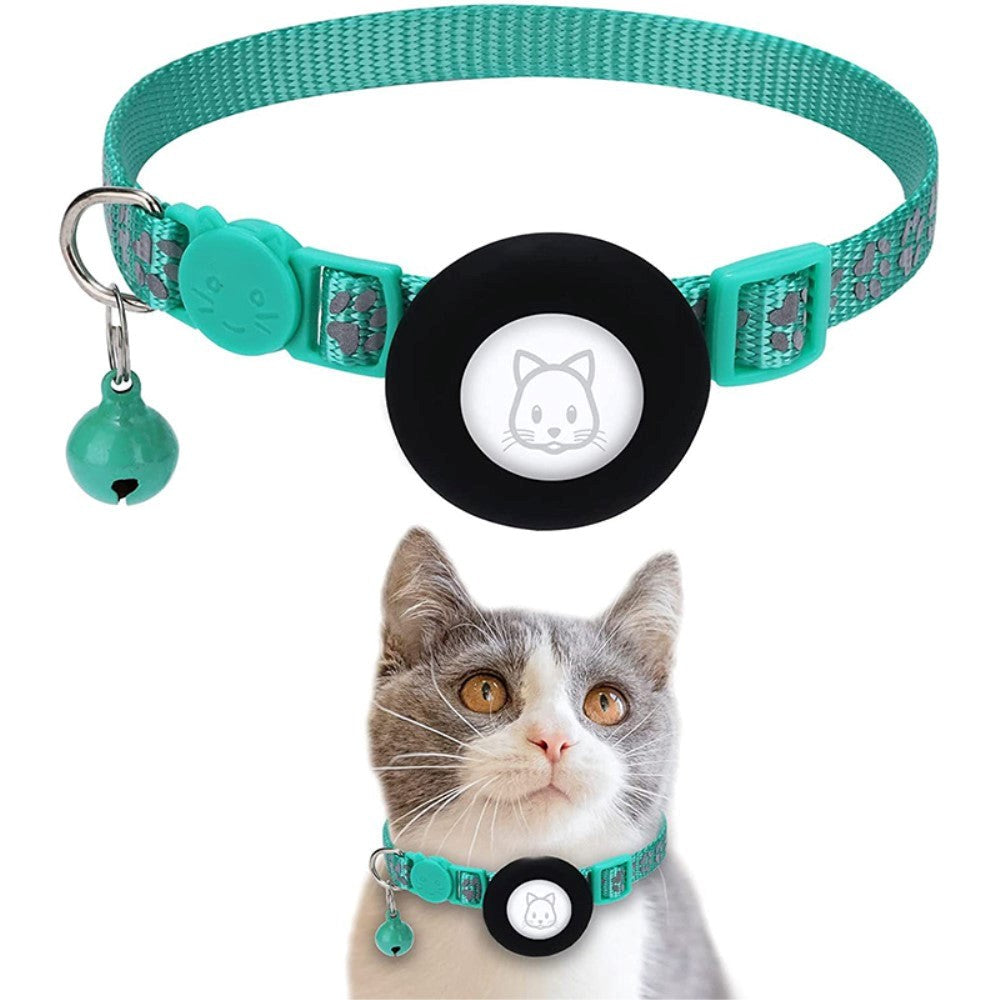 Cat Collar with AirTag 1. & 2. Gen. Silicone Case & Reflectors - Green