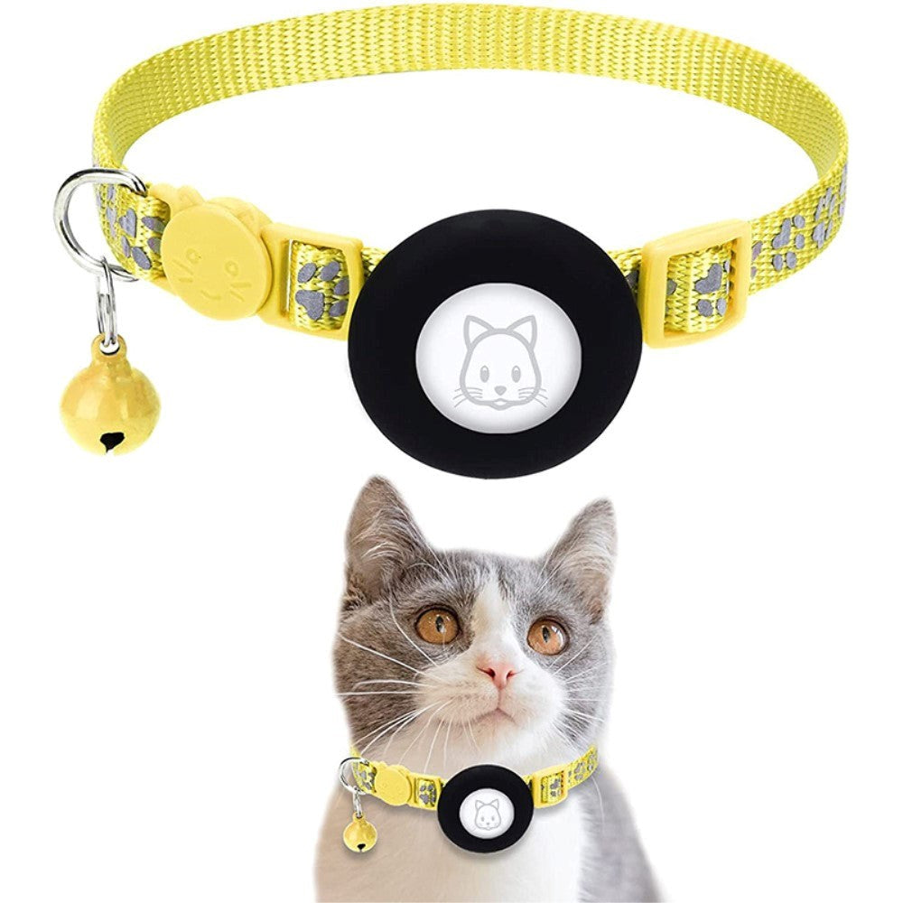 Cat Collar with AirTag 1. & 2. Gen. Silicone Case & Reflectors - Yellow