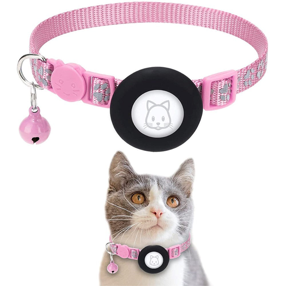 Cat Collar with AirTag 1. & 2. Gen. Silicone Case & Reflectors - Pink