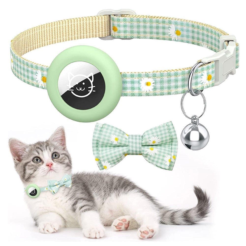 Cat Collar with AirTag 1. & 2. Gen. Silicone Case & Bell - Green