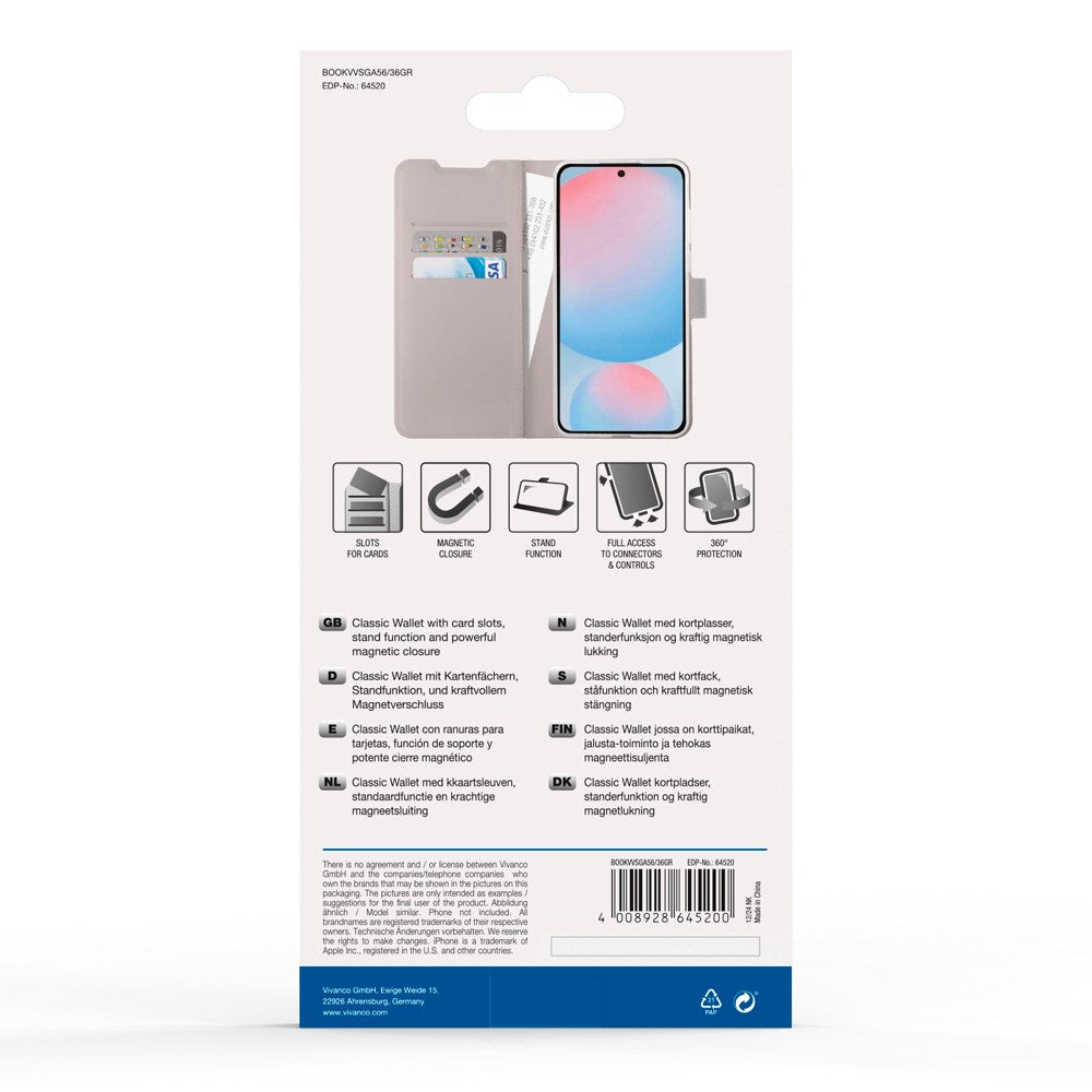 Samsung Galaxy A56 (5G) / A36 (5G) - Vivanco Classic Wallet Flip Case with Purse - Taupe