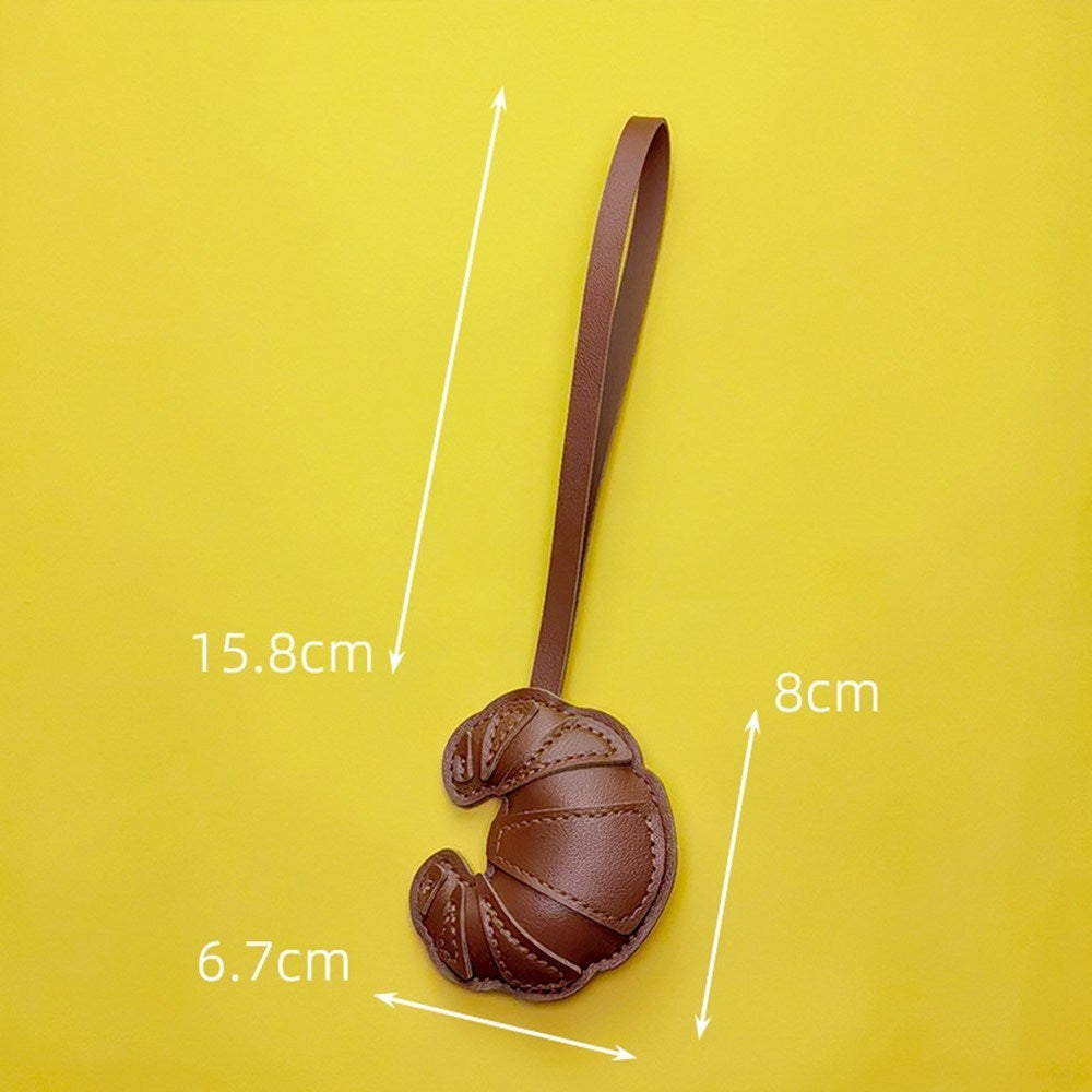 Bag Charm - Croissant in Faux Leather - Light Brown / Dark Brown