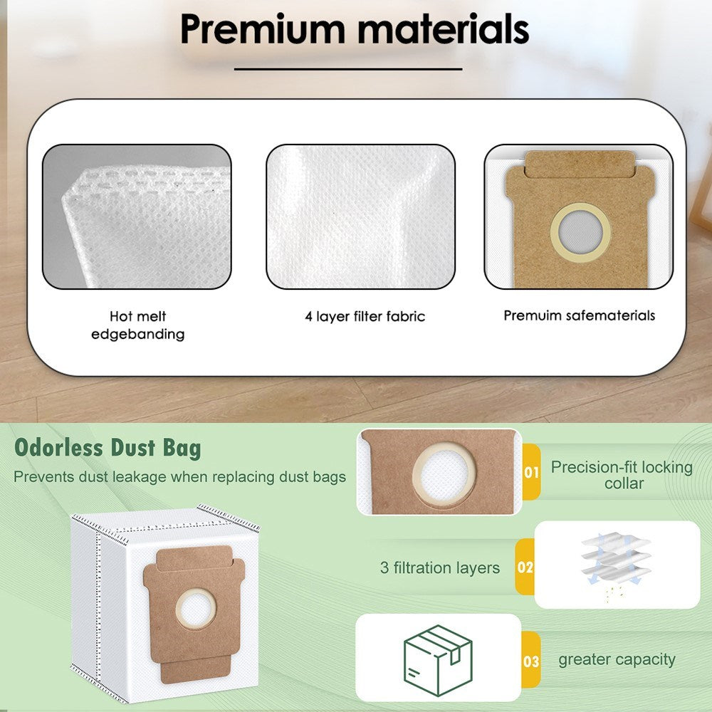 Vacuum Bag for iRobot Roomba Combo / 105 / 205 / 405 Plus / 505 Plus Robot Vacuum Cleaner - White