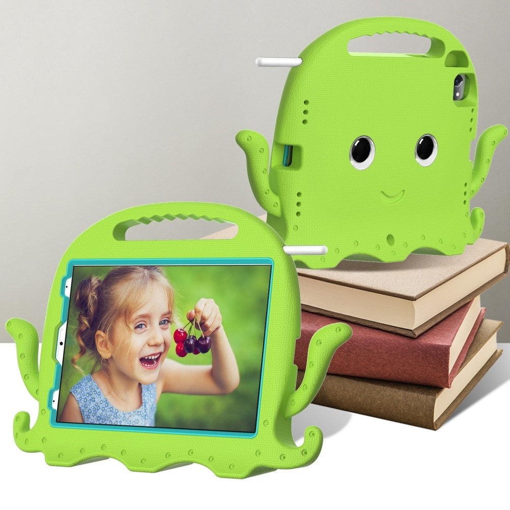EIDERWOOD iPad Air 11" (2024) / Pro 11" (2025 - 2018) Kids Case w. Shoulder Strap & Hand Holder - Octopus - Green