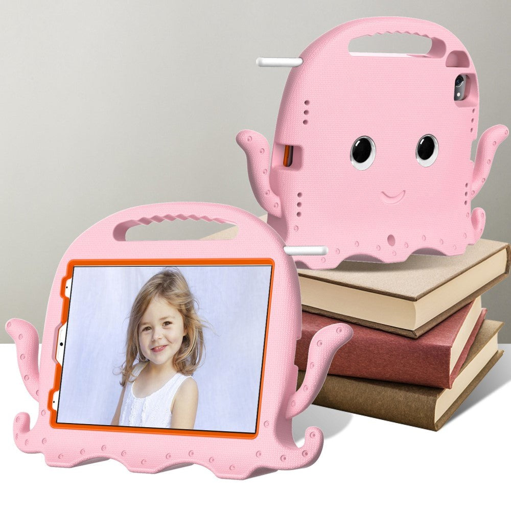 EIDERWOOD iPad Air 11" (2024) / Pro 11" (2025 - 2018) Kids Case w. Shoulder Strap & Hand Holder - Octopus - Baby Pink