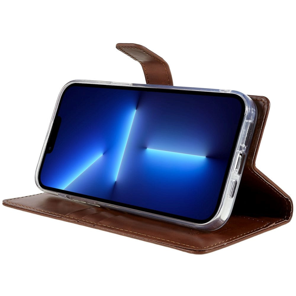 iPhone 14 Pro GOOSPERY Blue Moon Leather Wallet Case - Brown