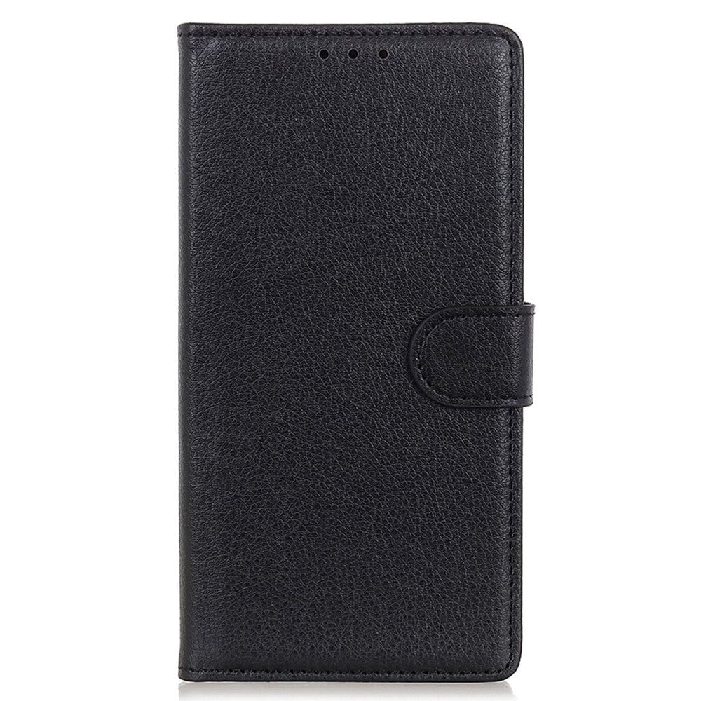 Motorola Moto G32 Litchi Leather Wallet Case - Black
