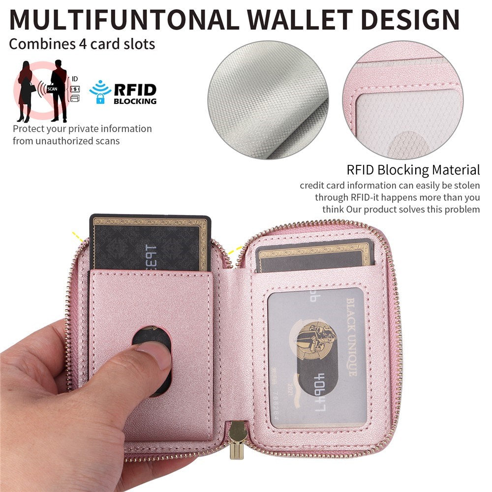 EIDERWOOD Magnetic Wallet / Card Holder with Zipper - MagSafe Compatible - Rose Gold