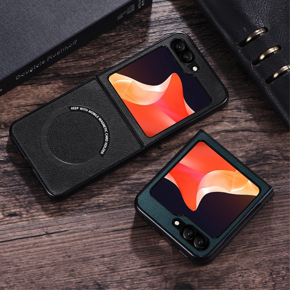 EIDERWOOD Samsung Galaxy Z Flip7 FE / Flip6 Leather Cover Plastic Cover - MagSafe Compatible - White