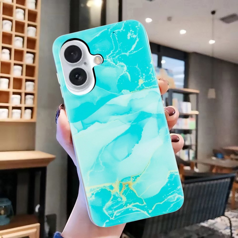 EIDERWOOD iPhone 16 Plus Flexible Plastic Case with Marble Design - Blue