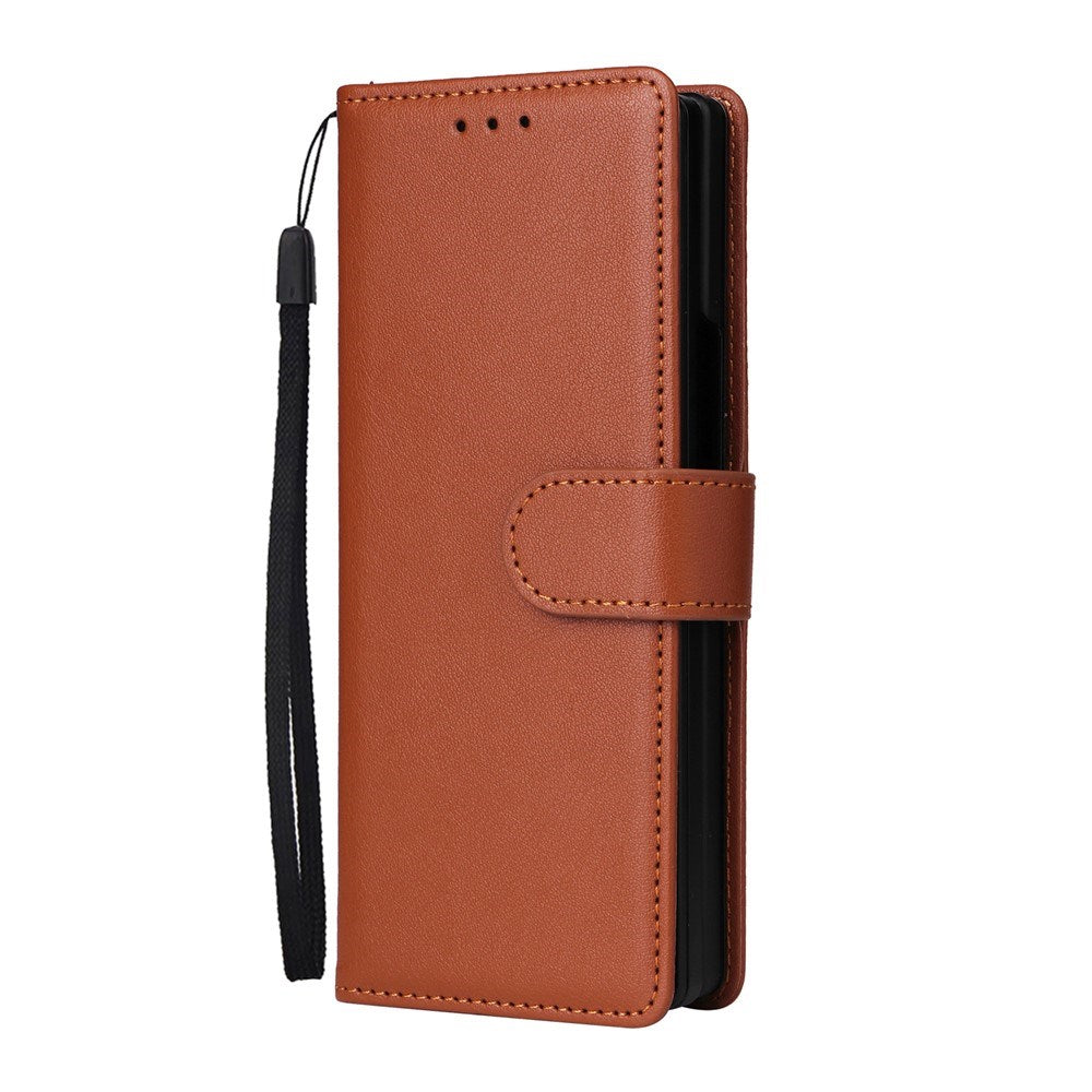 EIDERWOOD Samsung Galaxy Z Fold6 Faux Leather Flip Case with Card Holder & Strap - Brown