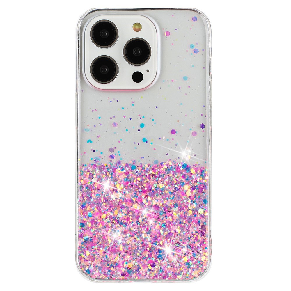 iPhone 16 Pro Max EIDERWOOD Flexible Plastic Glitter Case – Transparent / Pink