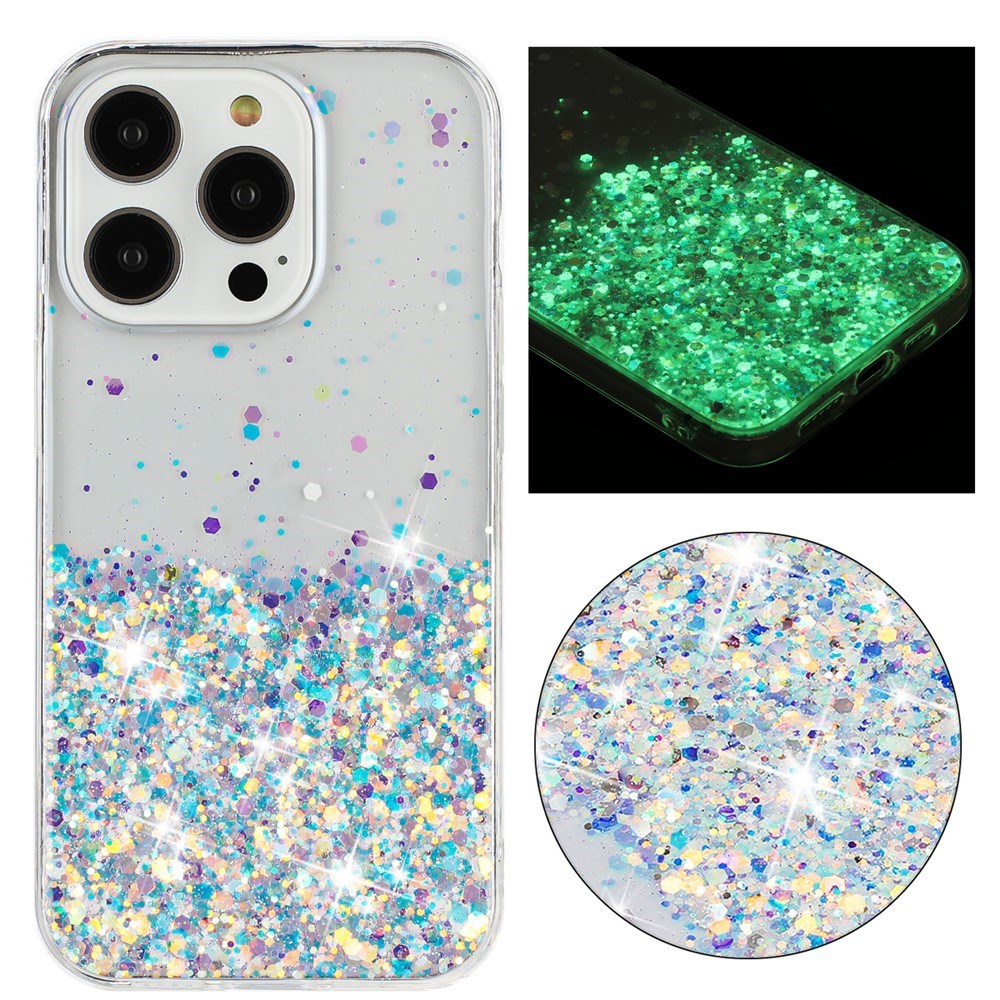 iPhone 16 Pro Max EIDERWOOD Flexible Plastic Glitter Case – Transparent / White