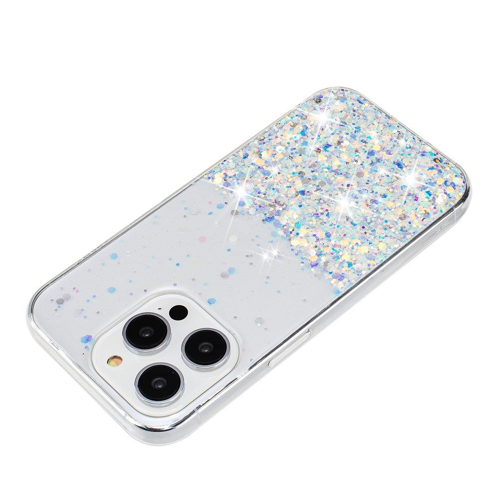 iPhone 16 Pro Max EIDERWOOD Flexible Plastic Glitter Case – Transparent / White