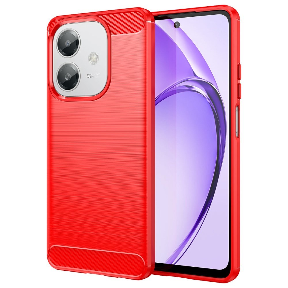 EIDERWOOD Oppo A60 / A40m / A40 Brushed Carbon Fiber Flexible Plastic Case - Red