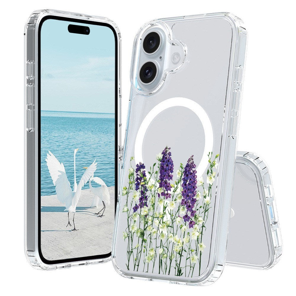 EIDERWOOD iPhone 16 Hybrid Plastic Case - MagSafe Compatible - Lavender Flowers
