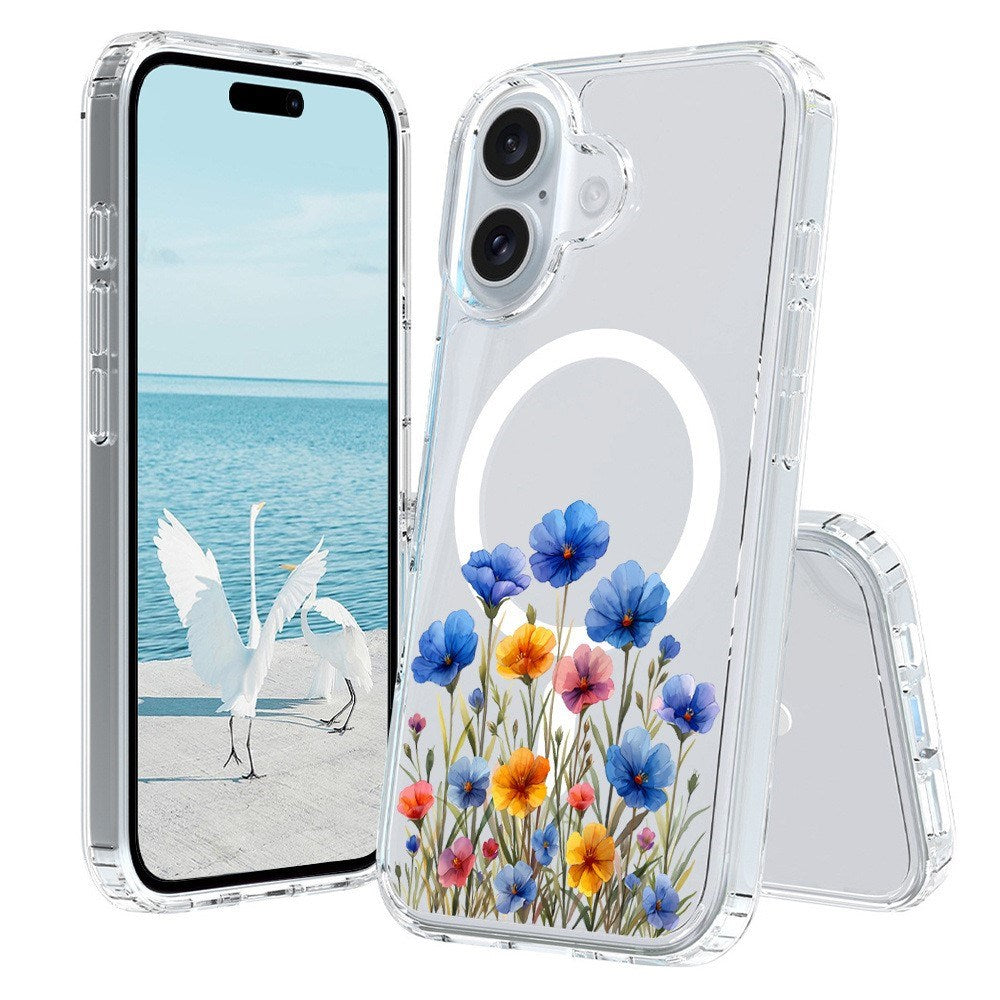 EIDERWOOD iPhone 16 Hybrid Plastic Case - MagSafe Compatible - Poppy Flowers