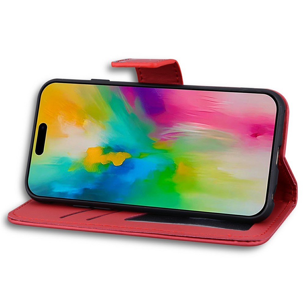 iPhone 16 Pro Faux Leather Flip Case with Character Design - Red
