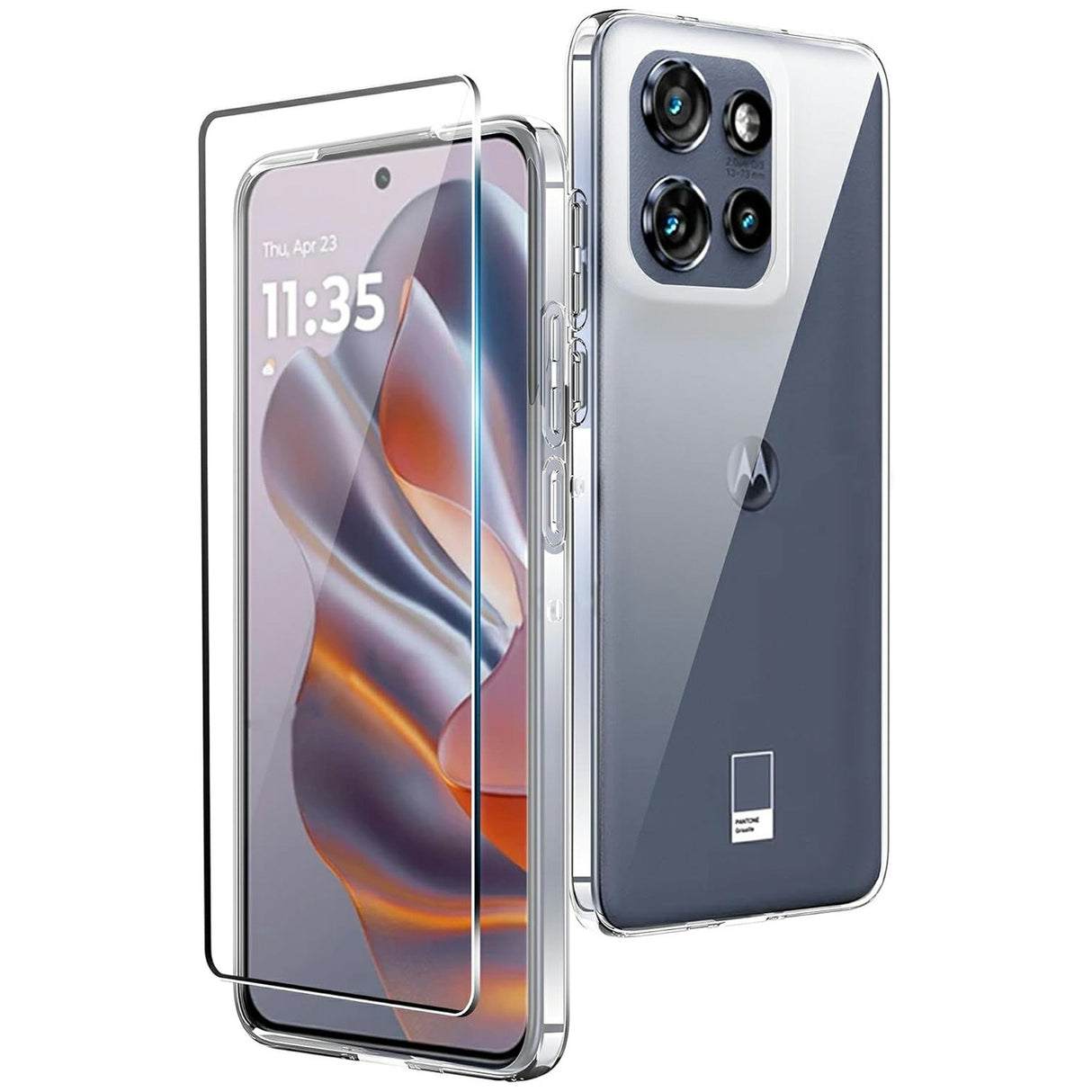 Motorola Edge 50 Neo 5G 2-in-1 Tempered Glass Screen Protector and Flexible Plastic Cover - Transparent