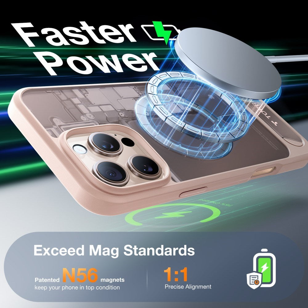 TORRAS iPhone 16 Pro Hybrid Case with Stand Function - MagSafe Compatible - Rose Gold