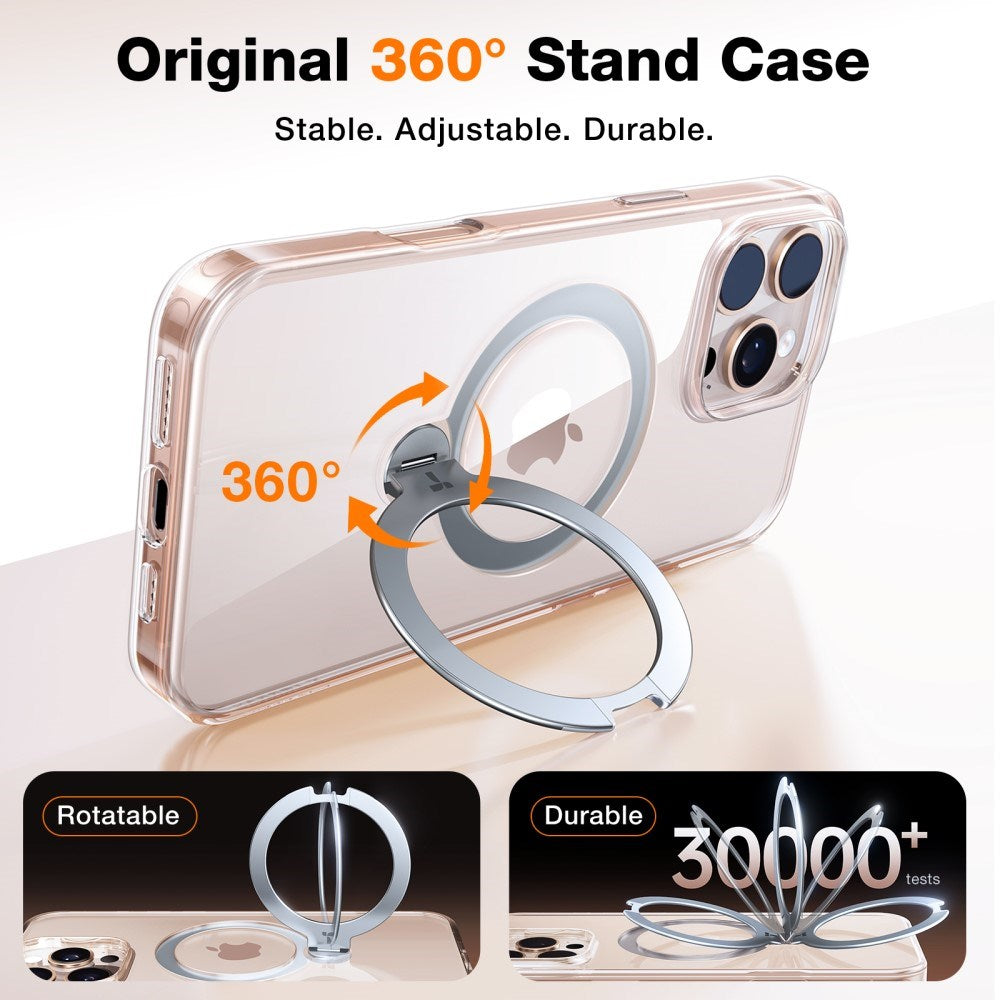 TORRAS iPhone 16 Pro Hybrid Plastic Case with Stand Function - MagSafe Compatible - Transparent