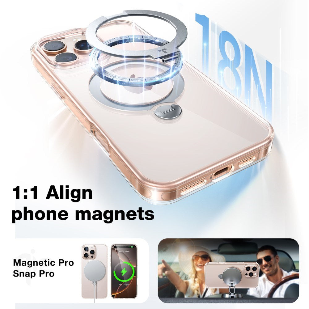 TORRAS iPhone 16 Pro Max Hybrid Plastic Case with Stand Function - MagSafe Compatible - Transparent