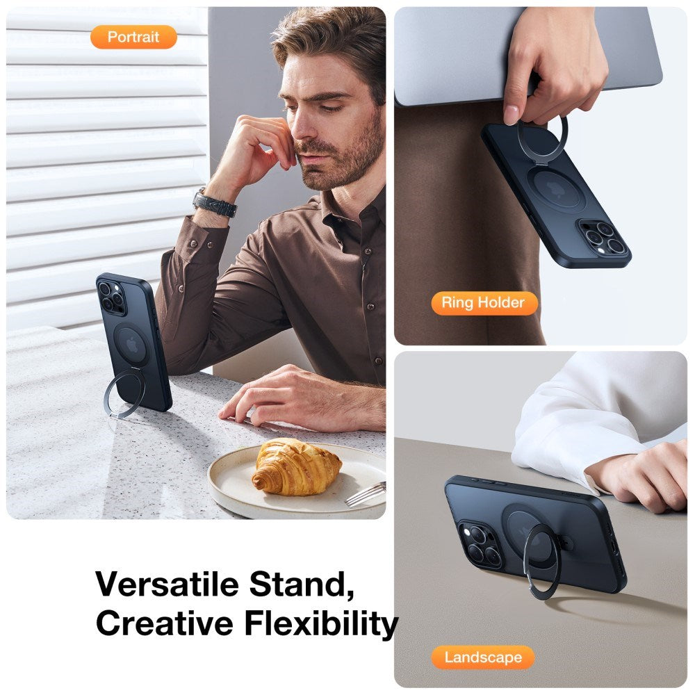 TORRAS iPhone 16 Pro Max Guardian Ostand Series Case with Kickstand - MagSafe Compatible - Black