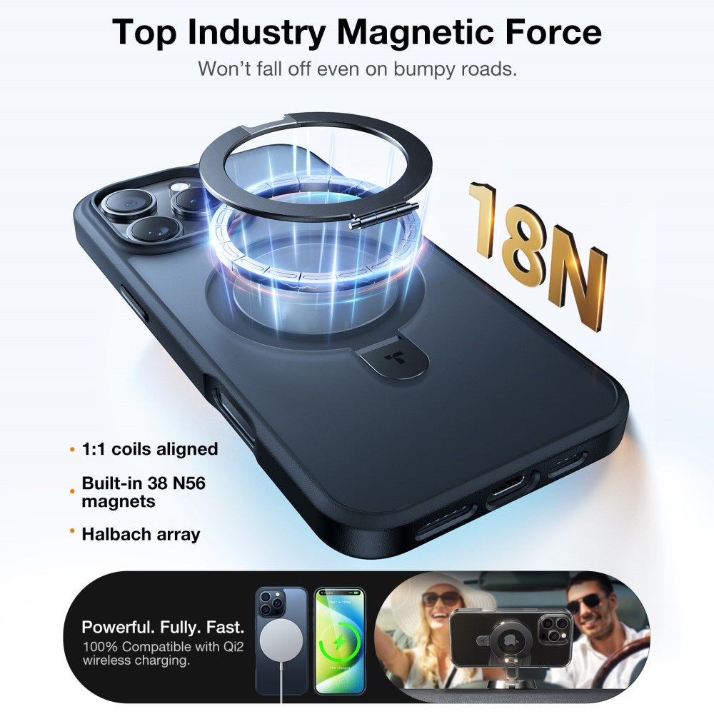 TORRAS iPhone 16 Pro Max Guardian Ostand Series Case with Kickstand - MagSafe Compatible - Black