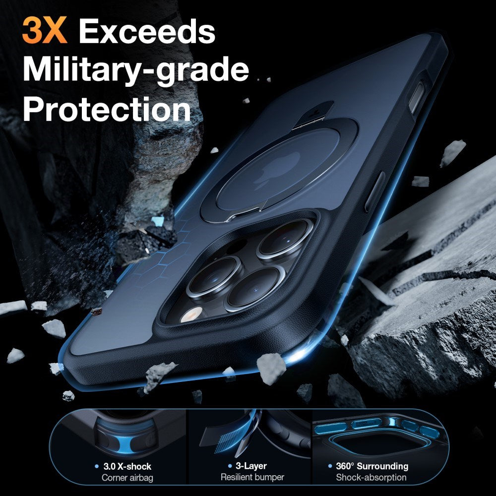 TORRAS iPhone 16 Pro Max Guardian Ostand Series Case with Kickstand - MagSafe Compatible - Black