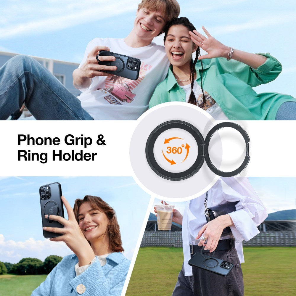 TORRAS iPhone 16 Pro Plastic Case with Kickstand Ring - MagSafe Compatible - Black