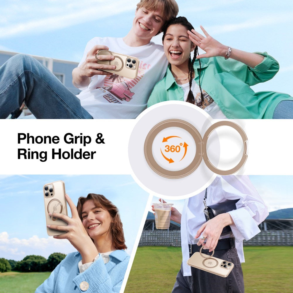 TORRAS iPhone 16 Pro Plastic Case with Kickstand Ring - MagSafe Compatible - Rose Gold