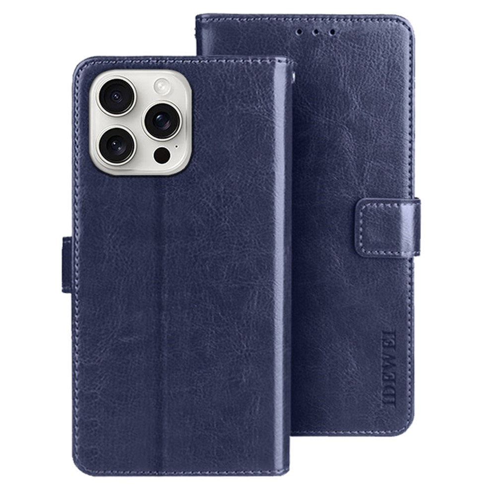 EIDERWOOD iPhone 16 Pro Max Faux Leather Flip Case with Wallet & Stand Function - Blue