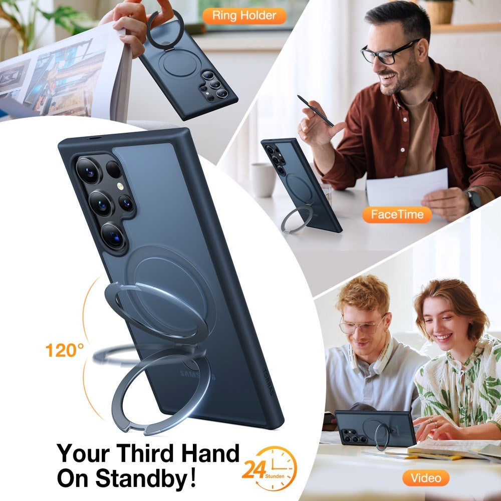 TORRAS Samsung Galaxy S24 Ultra Guardian Ostand Series Case with Kickstand - MagSafe Compatible - Black