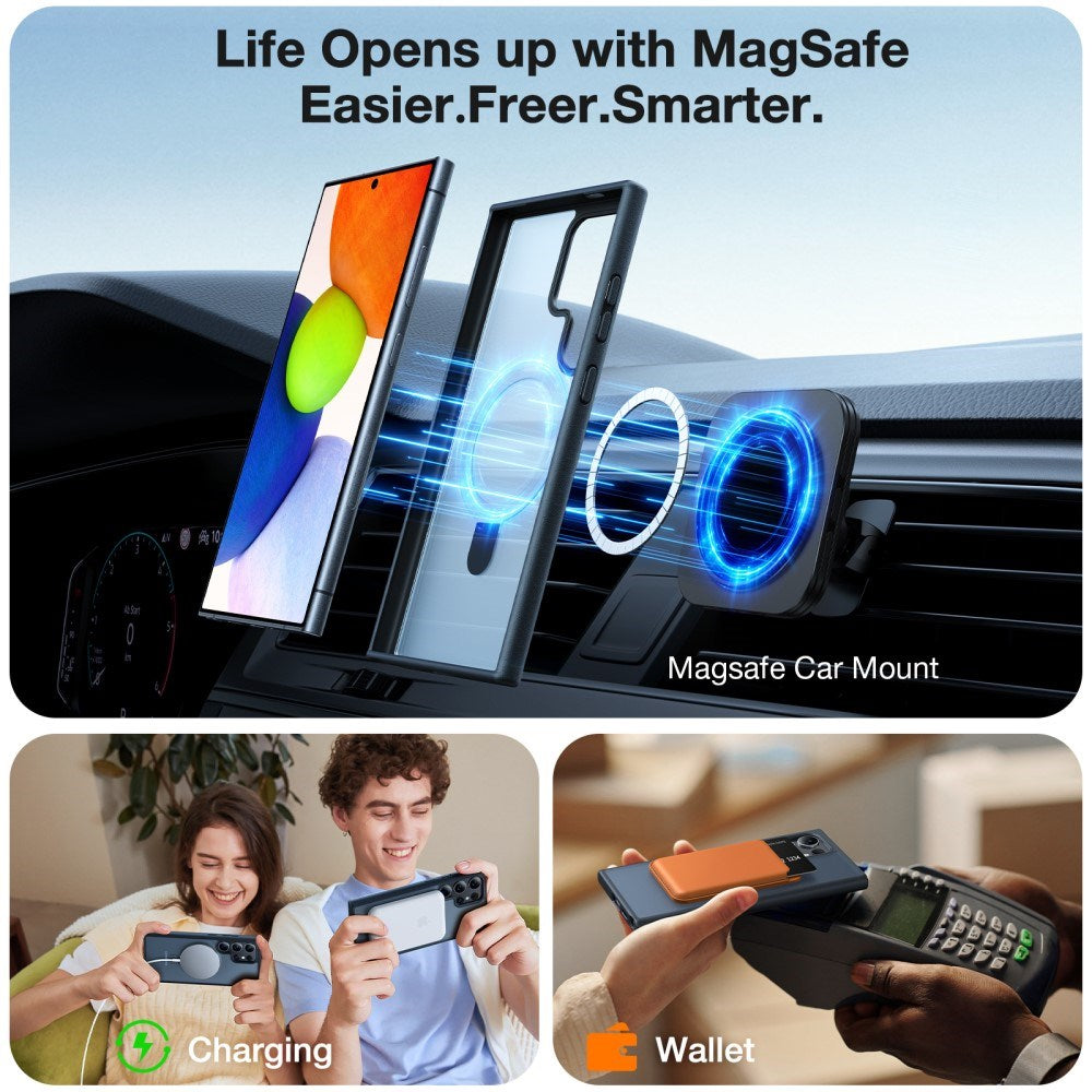 TORRAS Samsung Galaxy S24 Ultra Guardian Ostand Series Case with Kickstand - MagSafe Compatible - Black