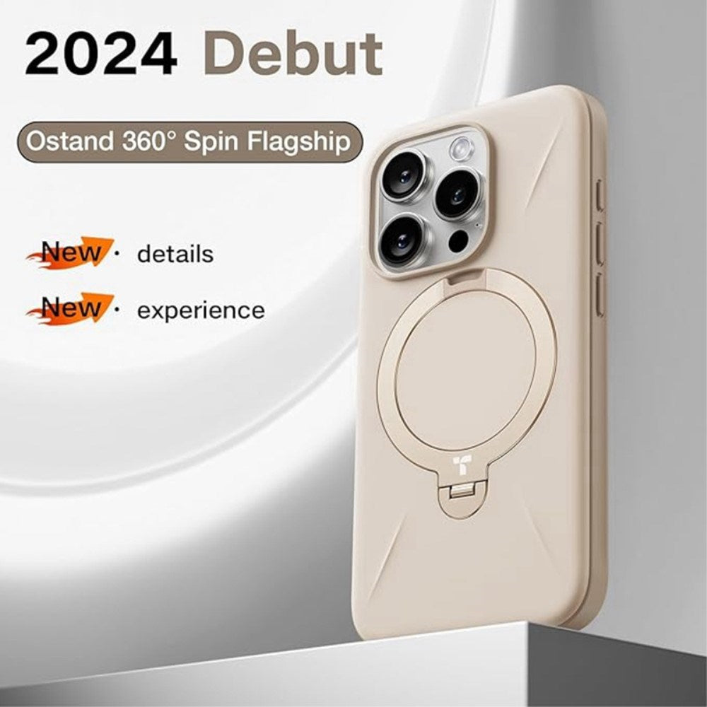 TORRAS iPhone 16 Pro Max Flexible Plastic Case with Ring Kickstand - MagSafe Compatible - Rose Gold