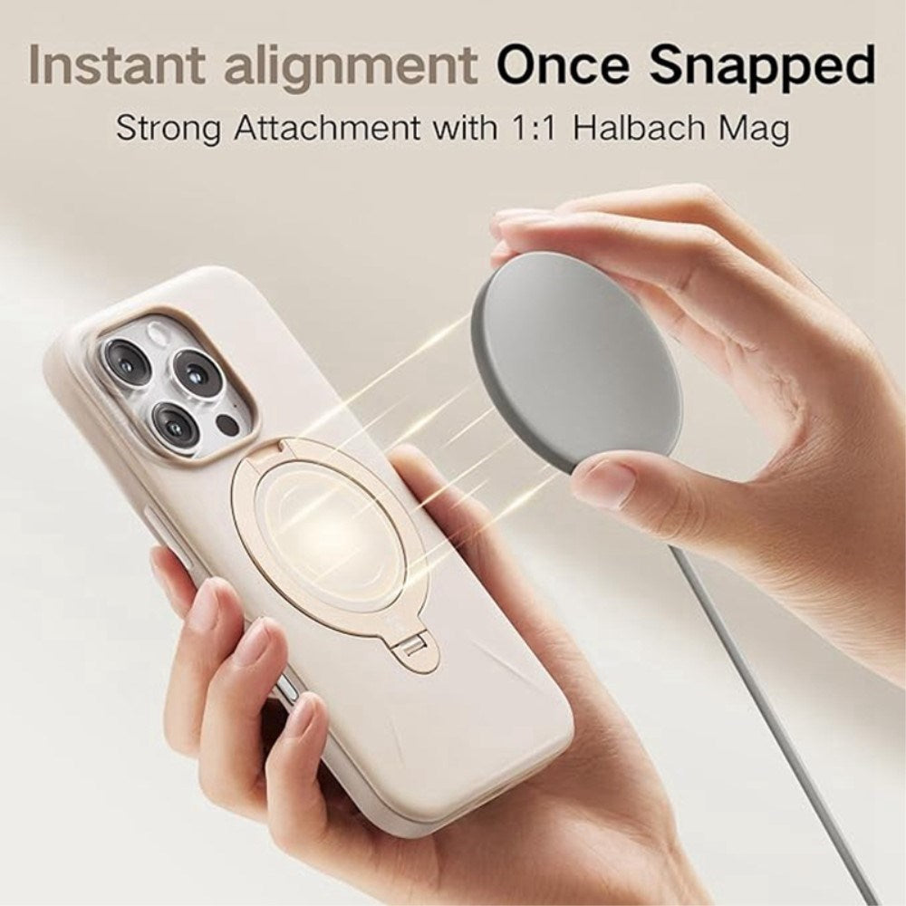 TORRAS iPhone 16 Pro Max Flexible Plastic Case with Ring Kickstand - MagSafe Compatible - Rose Gold