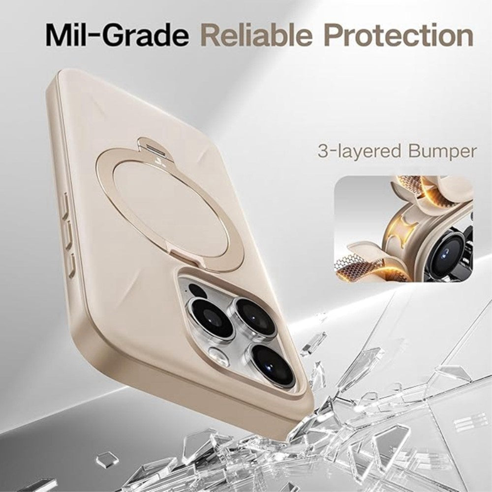 TORRAS iPhone 16 Pro Max Flexible Plastic Case with Ring Kickstand - MagSafe Compatible - Rose Gold