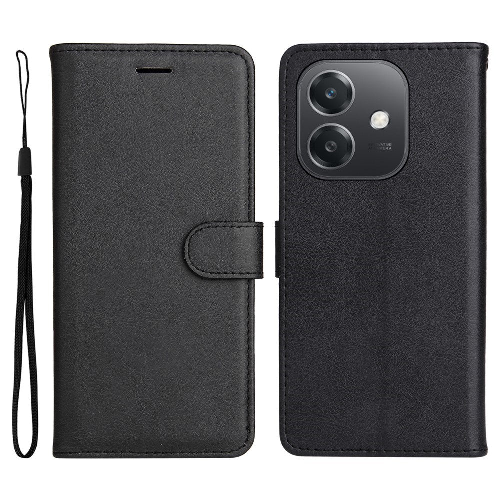 EIDERWOOD Oppo A60 / A40m / A40 Faux Leather Flip Case with Strap - Black