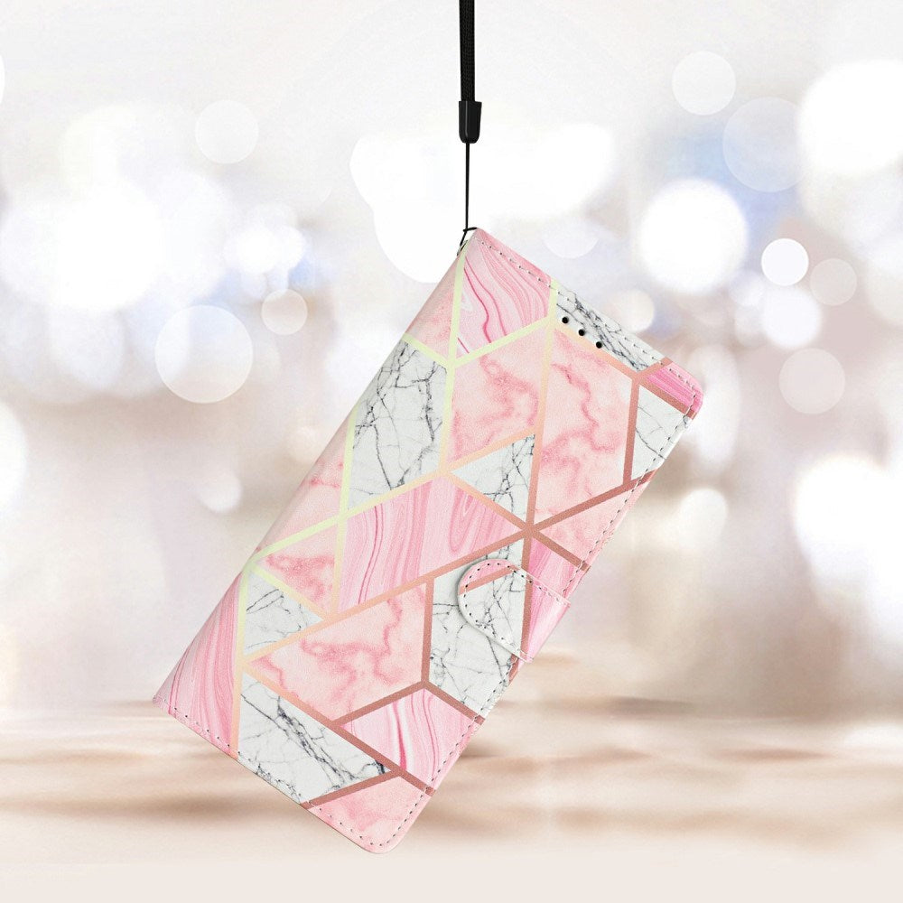 EIDERWOOD Samsung Galaxy S25+ (Plus) Flip Case with Card Holder & Strap - Pink Marble