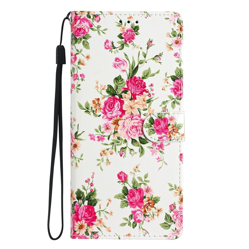 EIDERWOOD Samsung Galaxy S25+ (Plus) Flip Case with Card Holder & Strap - Flowers