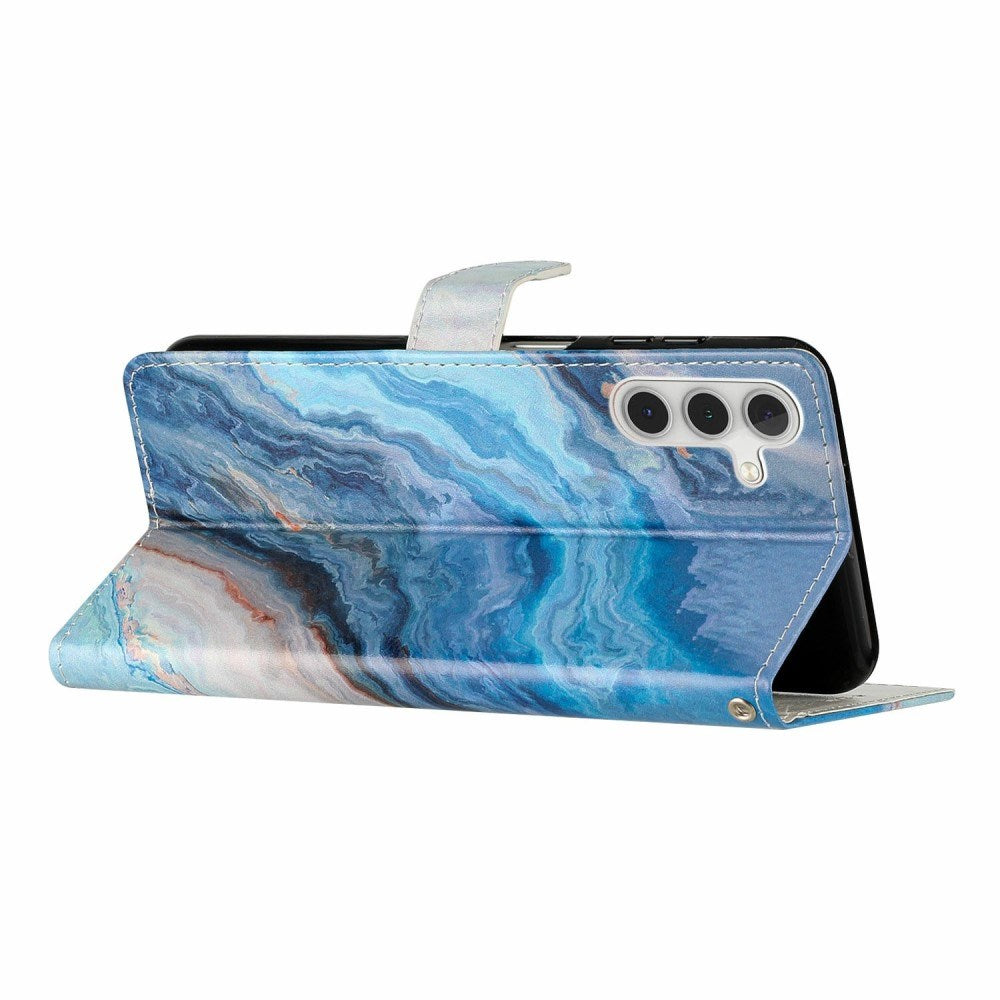EIDERWOOD Samsung Galaxy S25+ (Plus) Flip Case with Card Holder & Strap - Blue Marble
