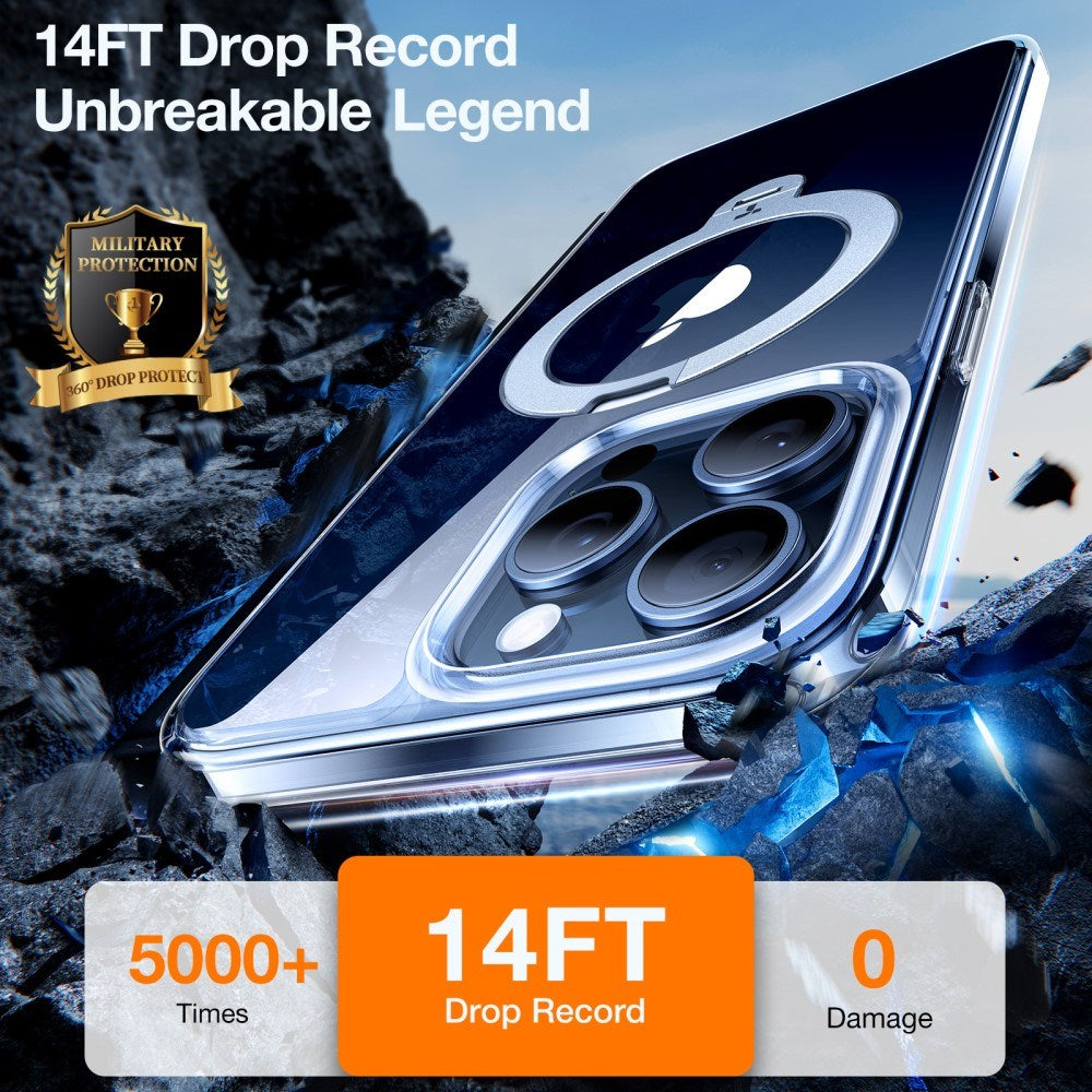 TORRAS iPhone 15 Pro Hybrid Plastic Case with Stand Function - MagSafe Compatible - Transparent