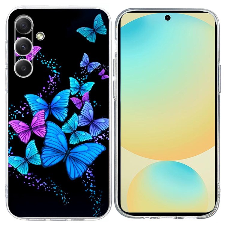 EIDERWOOD Samsung Galaxy S25 FE Flexible Plastic Case with Motif - Black / Blue Butterflies