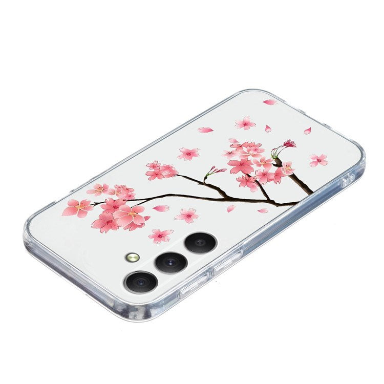 EIDERWOOD Samsung Galaxy S25 FE Flexible Plastic Case with Motif - Transparent / Pink Flowers