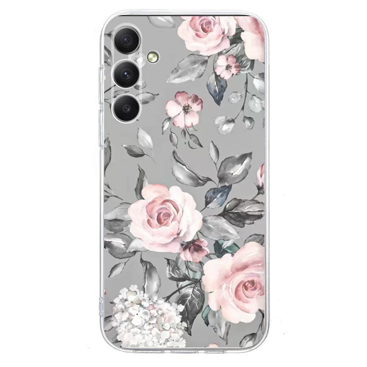 EIDERWOOD Samsung Galaxy S25 FE Flexible Plastic Case with Motif - Grey / Pink Roses