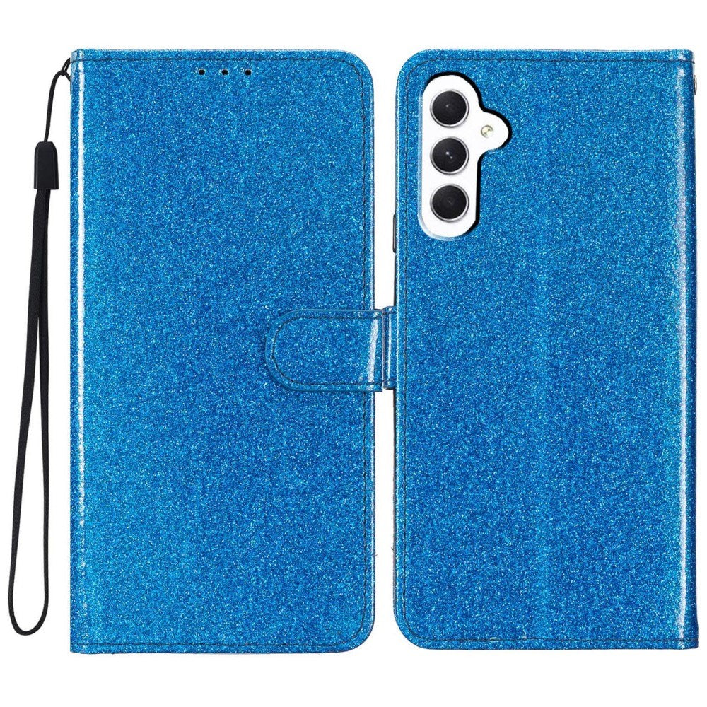 EIDERWOOD Samsung Galaxy A36 (5G) Leather Flip Case with Wallet & Strap - Glitter - Blue