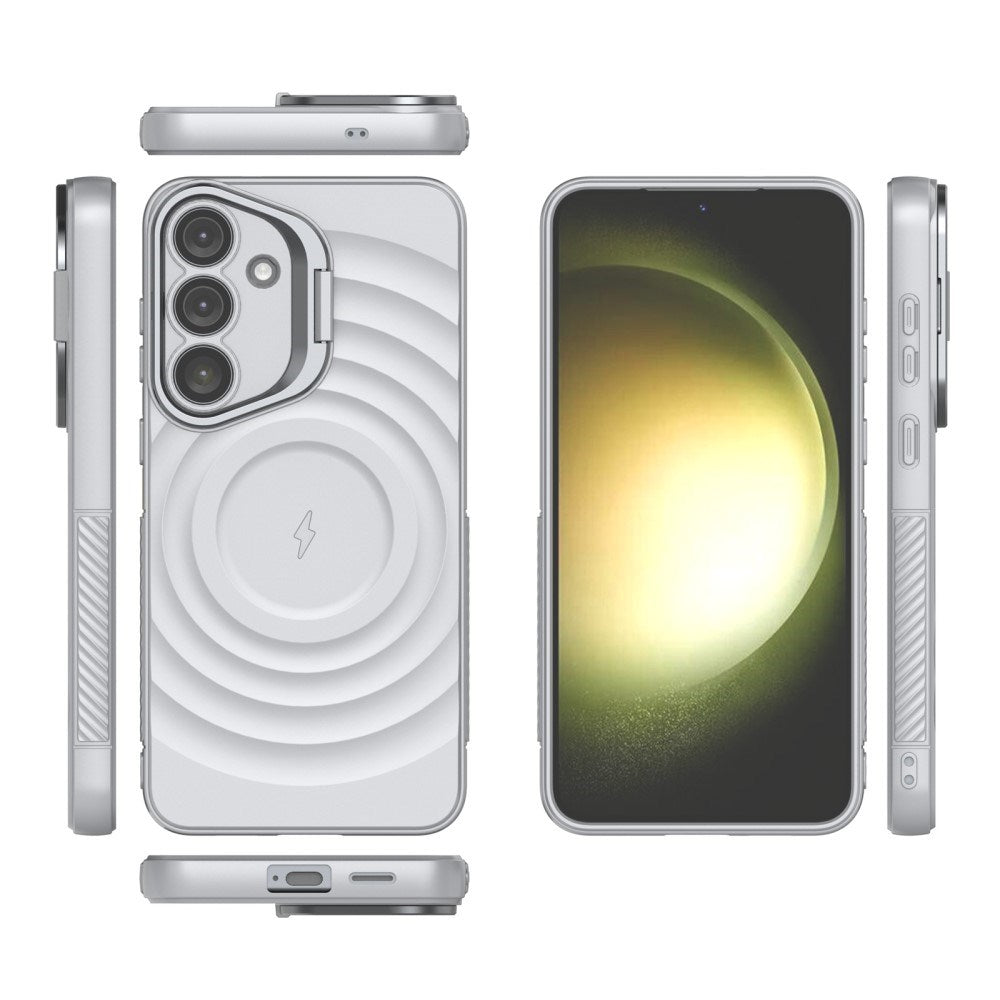 EIDERWOOD Samsung Galaxy S25+ (Plus) Flexible Plastic Case with Texture & Kickstand - Grey